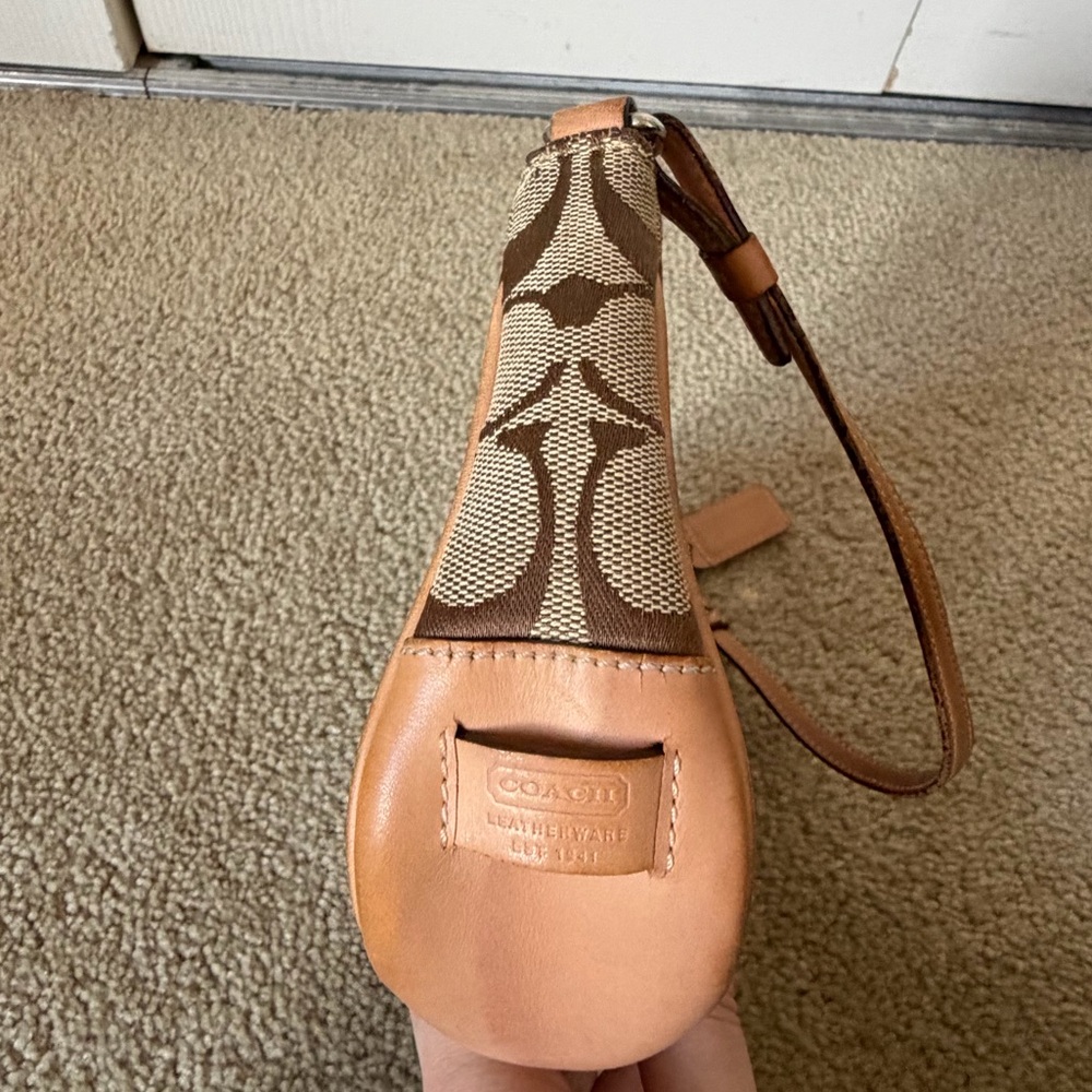 Vintage Coach Signature Demi mini Pouch Hand Bag Canvas Leather Beige 6094 - Picture 7 of 7